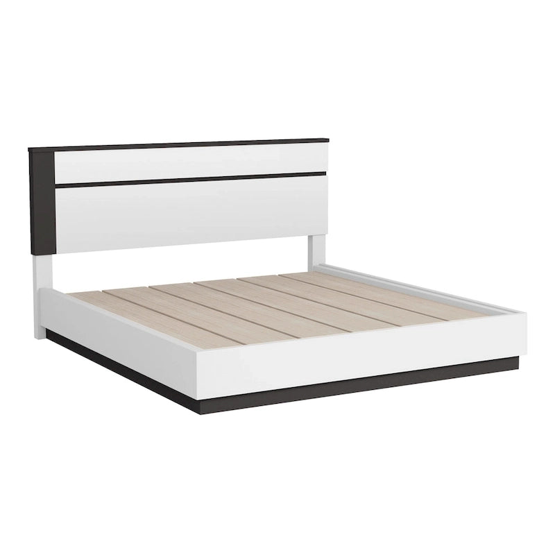 Lit plateforme contemporain en bois blanc