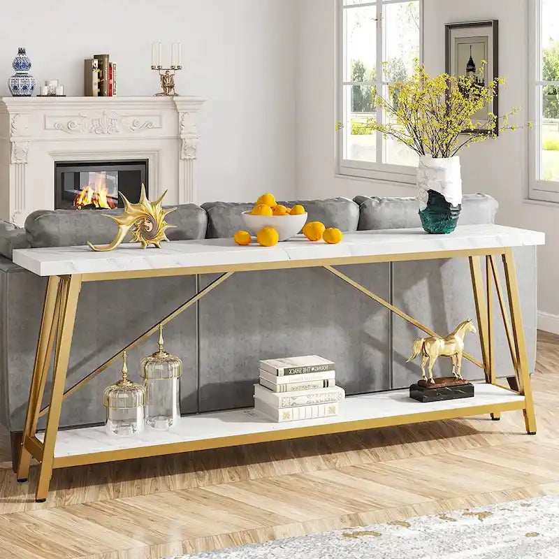 Table de canapé extra longue de 180 cm, console d'entrée industrielle