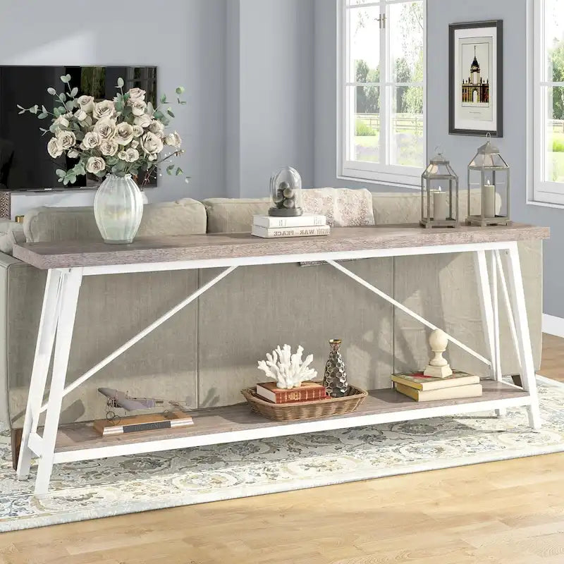 Table de canapé extra longue de 180 cm, console d'entrée industrielle