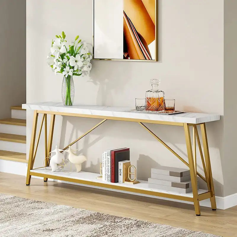 Table de canapé extra longue de 180 cm, console d'entrée industrielle