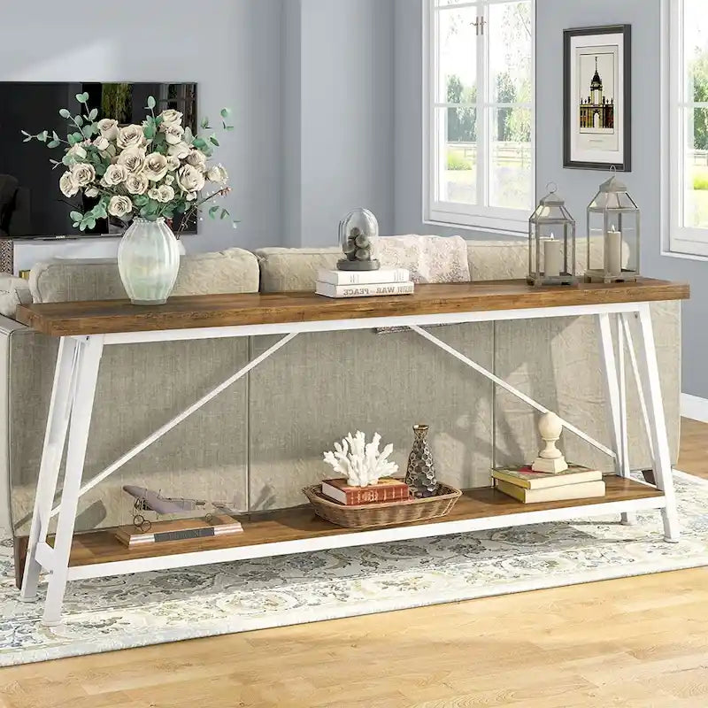 Table de canapé extra longue de 180 cm, console d'entrée industrielle