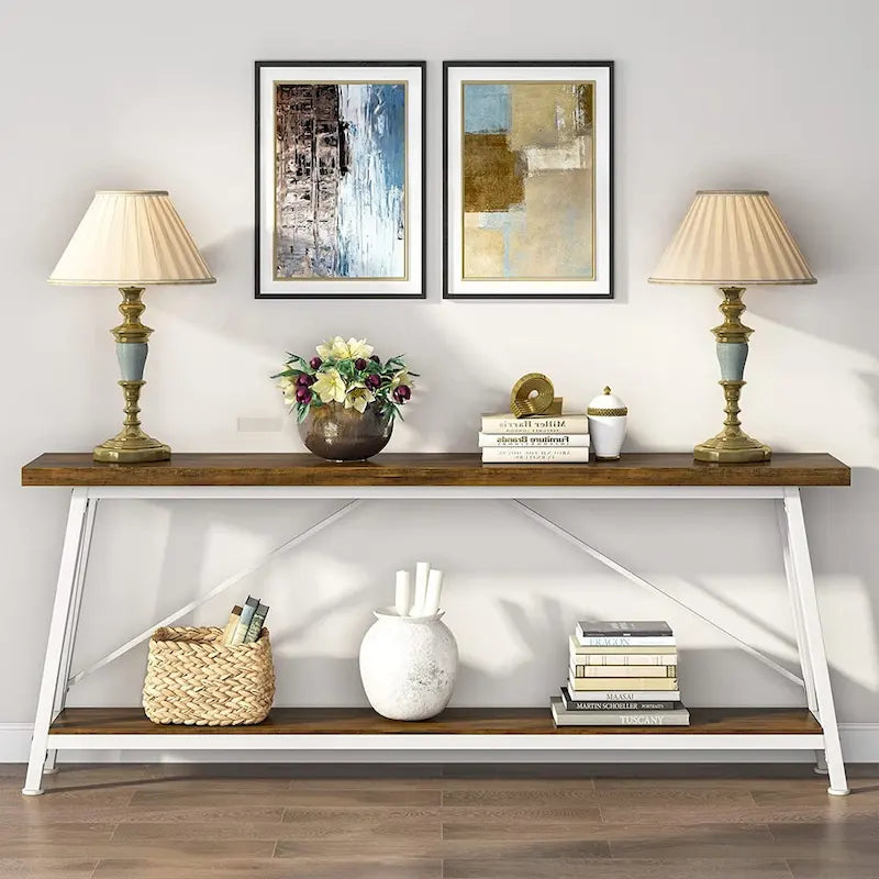 Table de canapé extra longue de 180 cm, console d'entrée industrielle