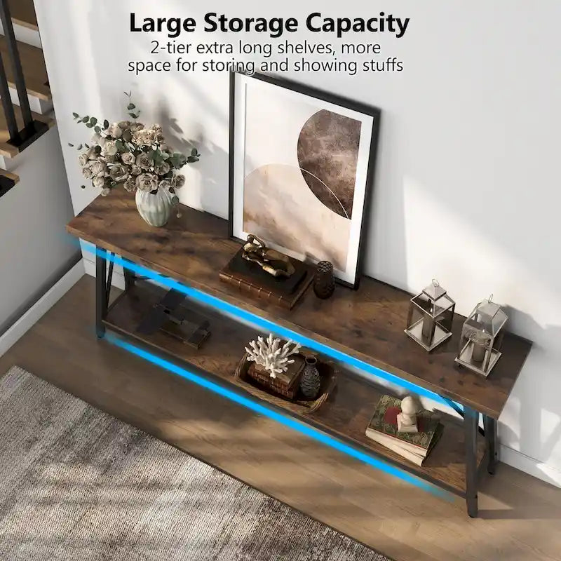 Table de canapé extra longue de 180 cm, console d'entrée industrielle