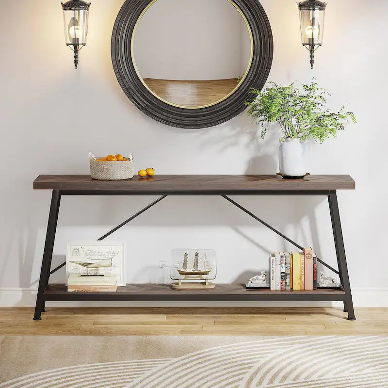 Table de canapé extra longue de 180 cm, console d'entrée industrielle