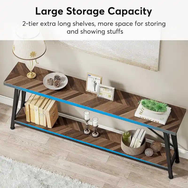 Table de canapé extra longue de 180 cm, console d'entrée industrielle
