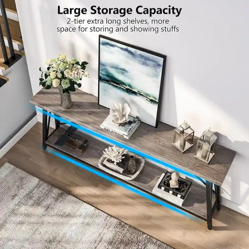 Table de canapé extra longue de 180 cm, console d'entrée industrielle