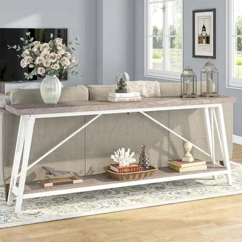 Table de canapé extra longue de 180 cm, console d'entrée industrielle
