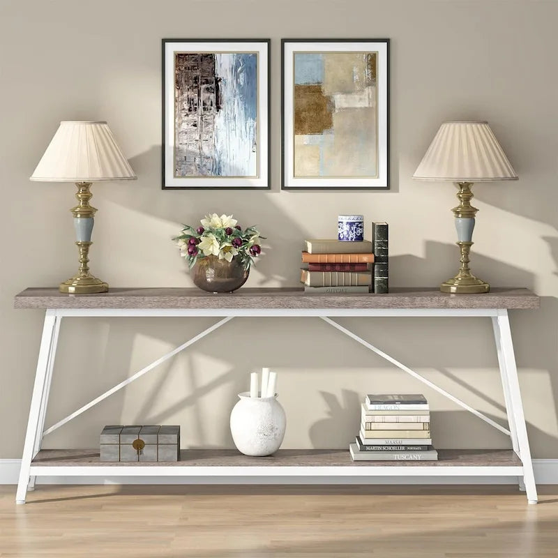 Table de canapé extra longue de 180 cm, console d'entrée industrielle