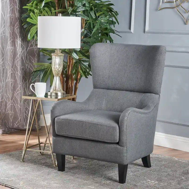 Fauteuil club contemporain en tissu à dossier haut