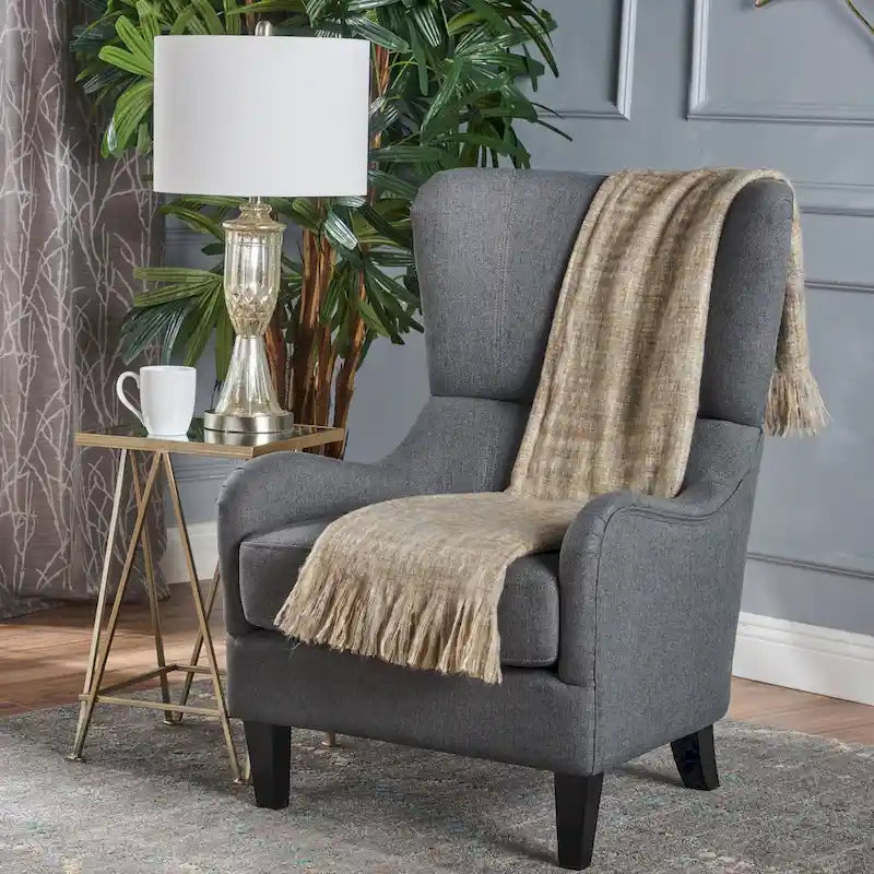 Fauteuil club contemporain en tissu à dossier haut