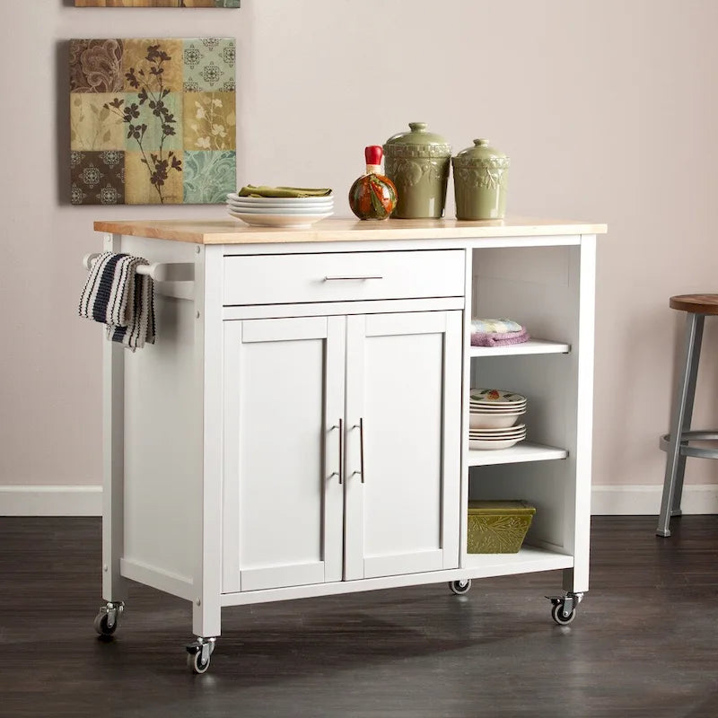  Oriaga White Kitchen Cart