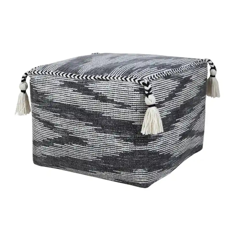 Pouf ottoman géométrique électrostatique moderne gris
