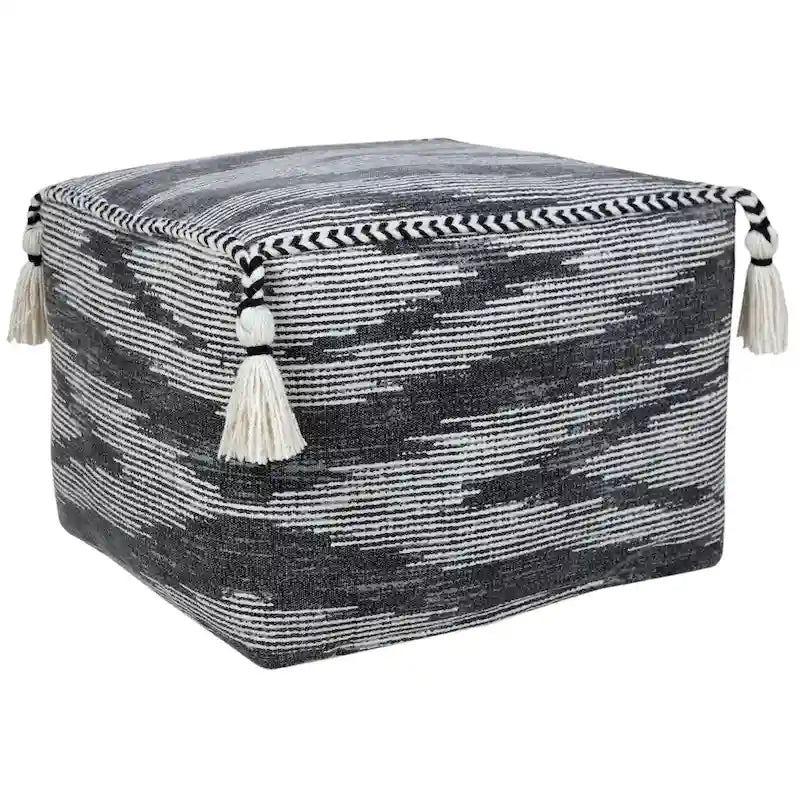 Pouf ottoman géométrique électrostatique moderne gris