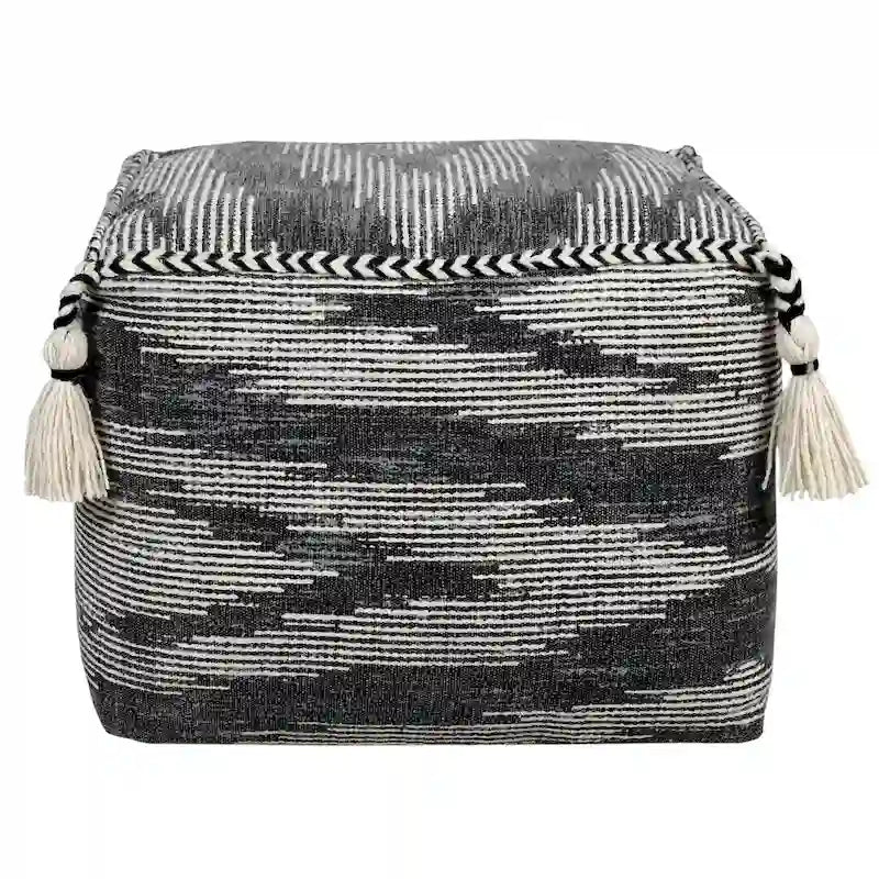 Pouf ottoman géométrique électrostatique moderne gris