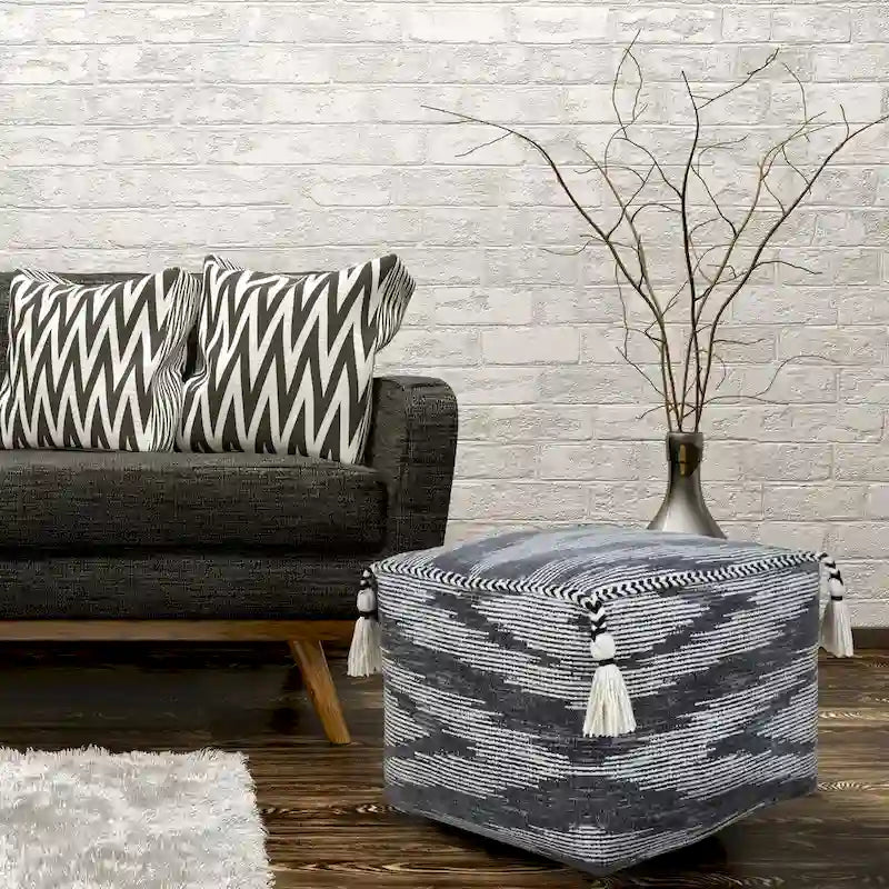Pouf ottoman géométrique électrostatique moderne gris