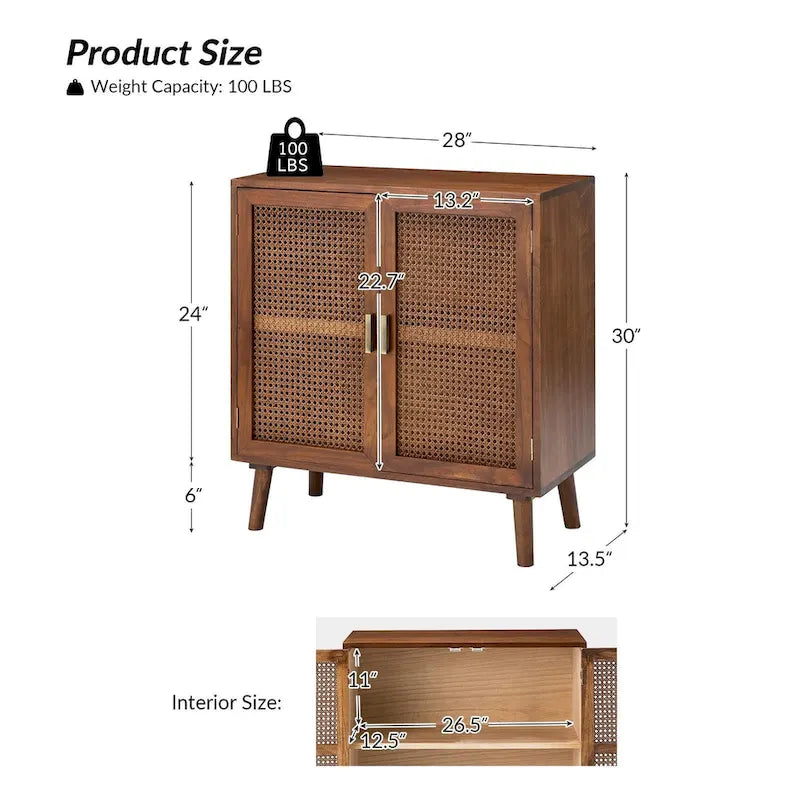 Meuble d'appoint 2 portes avec étagères