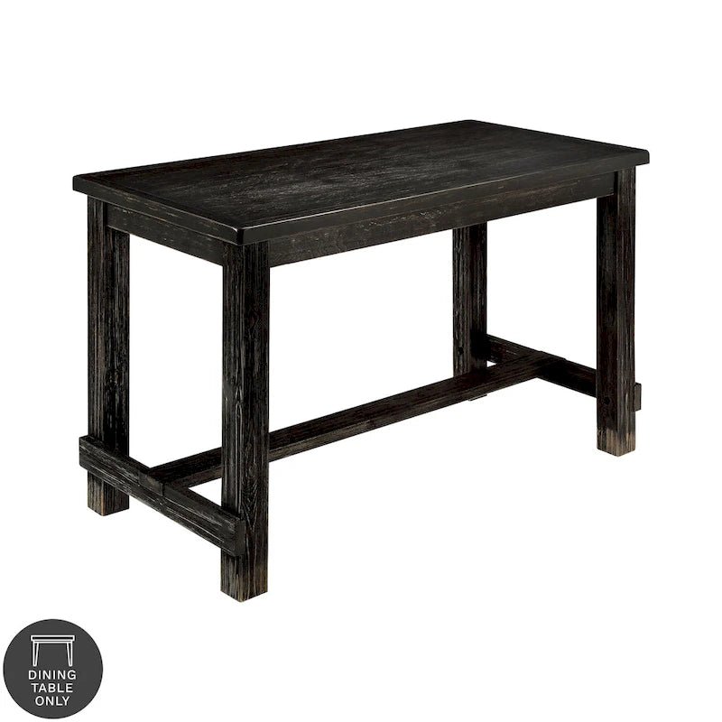 Table à manger rustique noire de 60 pouces à hauteur de comptoir