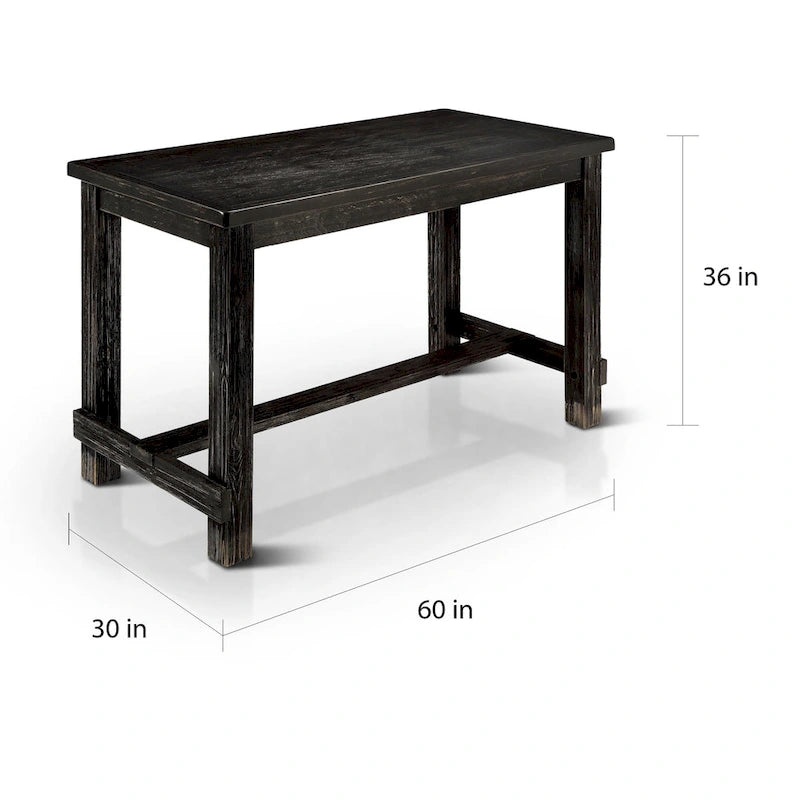 Table à manger rustique noire de 60 pouces à hauteur de comptoir