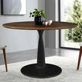 Table à manger ronde couleur noyer