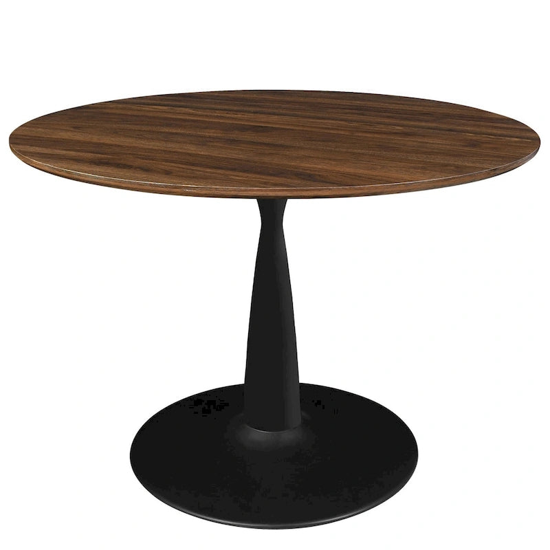 Table à manger ronde couleur noyer