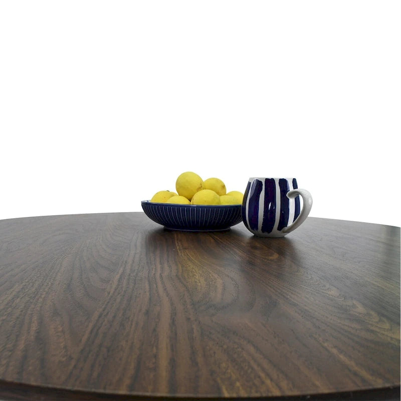 Table à manger ronde couleur noyer