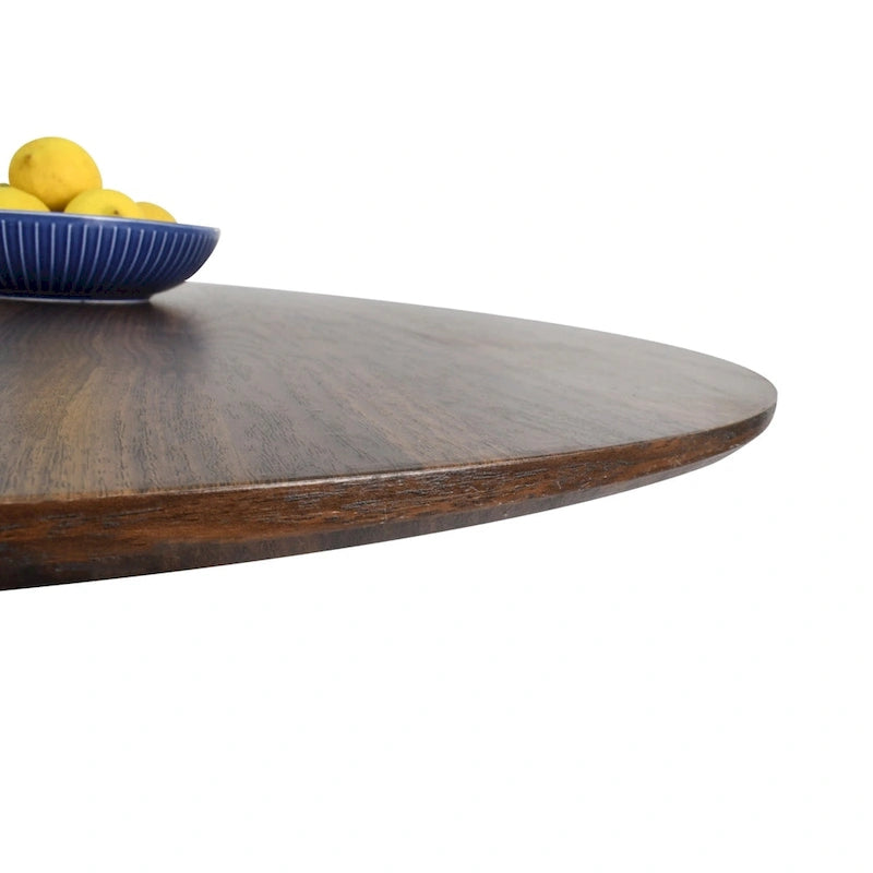 Table à manger ronde couleur noyer