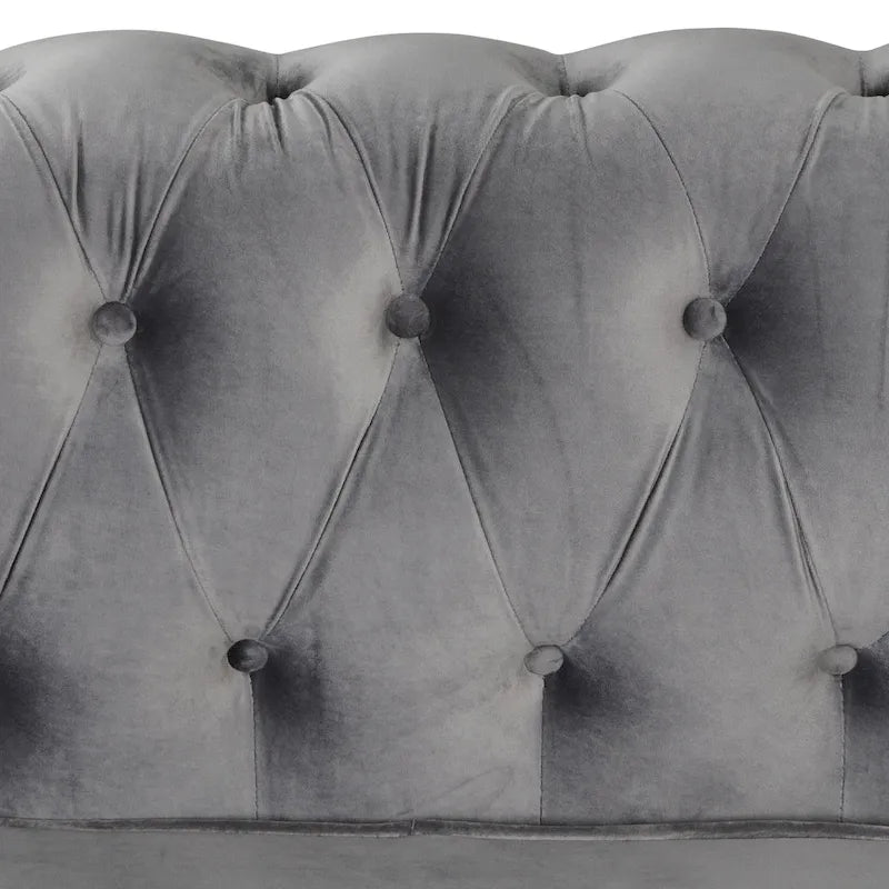 Fauteuil club Chesterfield en velours, fauteuil rembourré capitonné avec clous décoratifs et pieds en bois massif pour salon
