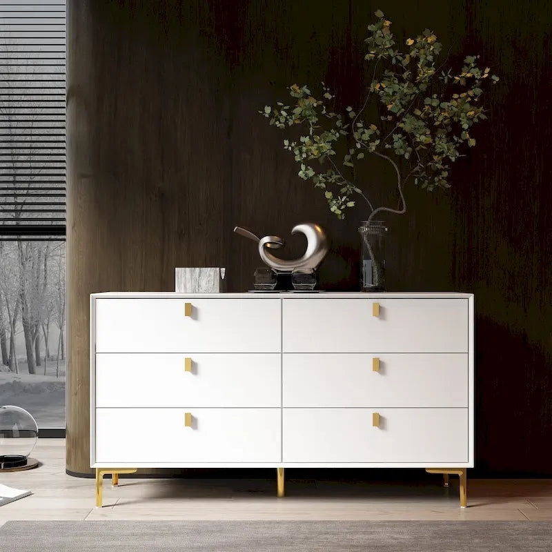 Commode de rangement à 6 tiroirs, style Mid-Century
