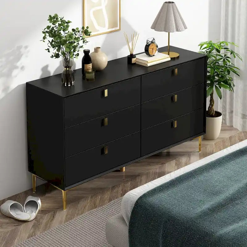 Commode de rangement à 6 tiroirs, style Mid-Century