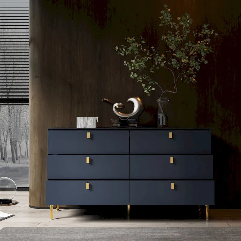 Commode de rangement à 6 tiroirs, style Mid-Century