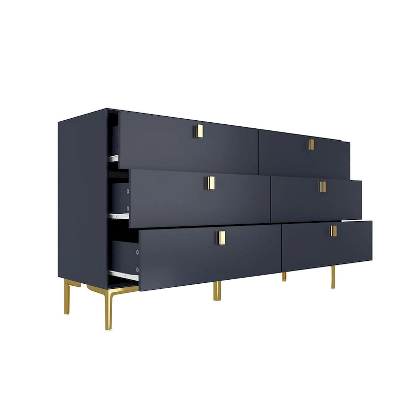 Commode de rangement à 6 tiroirs, style Mid-Century