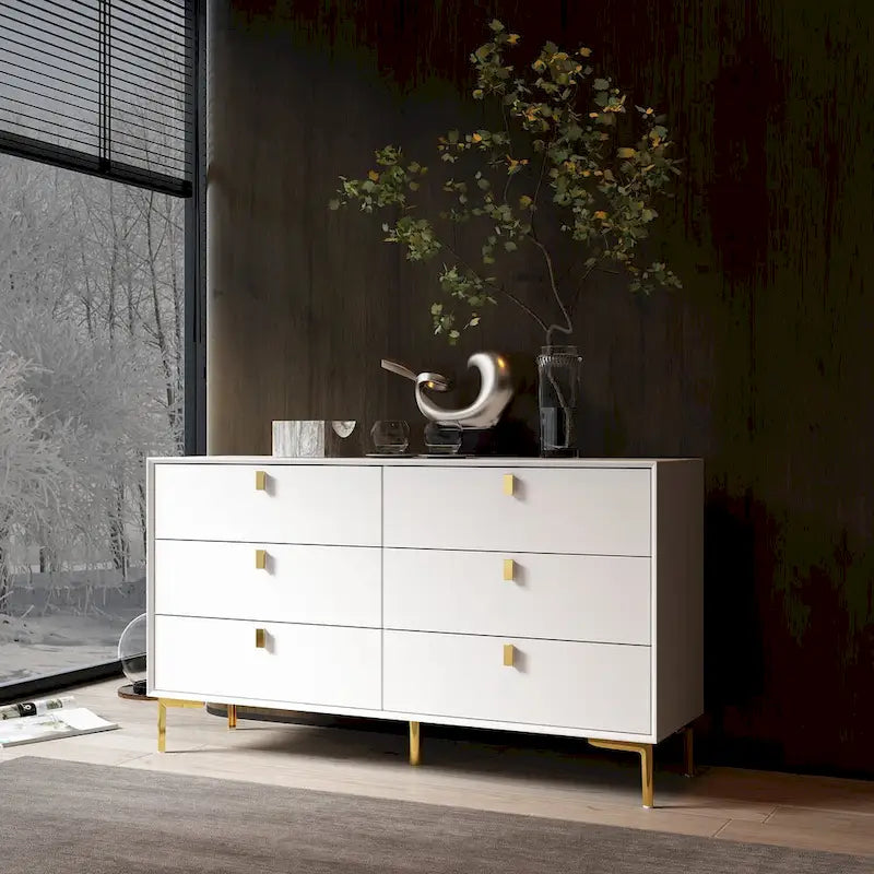 Commode de rangement à 6 tiroirs, style Mid-Century