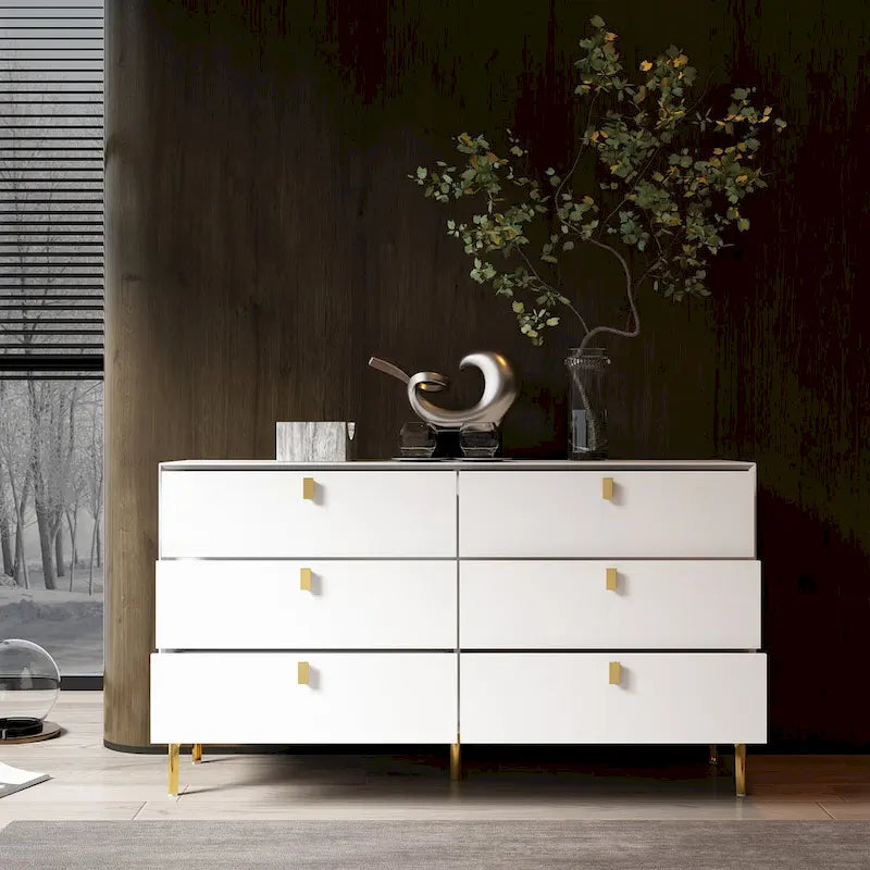 Commode de rangement à 6 tiroirs, style Mid-Century