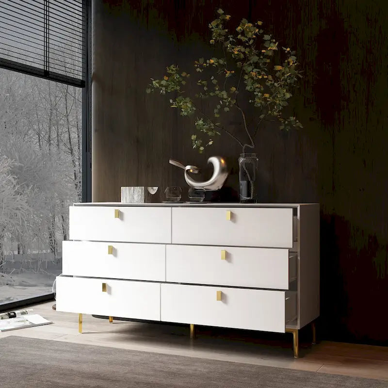 Commode de rangement à 6 tiroirs, style Mid-Century