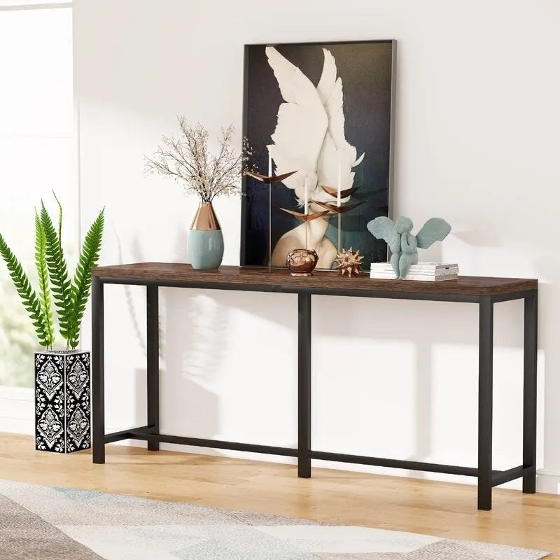 Table console extra longue, table console de 180 cm derrière un canapé, table d'entrée/table de bar