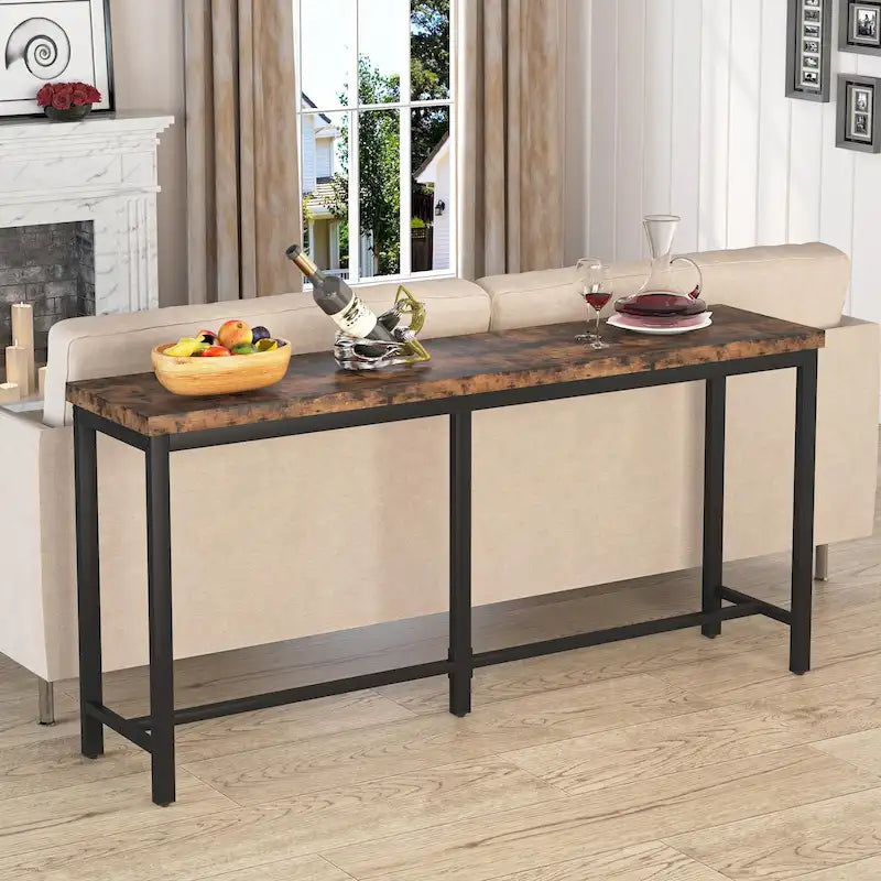 Table console extra longue, table console de 180 cm derrière un canapé, table d'entrée/table de bar