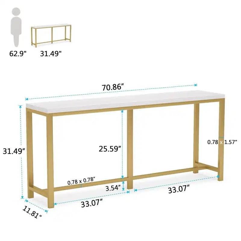 Table console extra longue, table console de 180 cm derrière un canapé, table d'entrée/table de bar