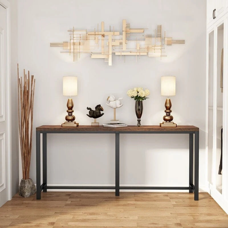 Table console extra longue, table console de 180 cm derrière un canapé, table d'entrée/table de bar