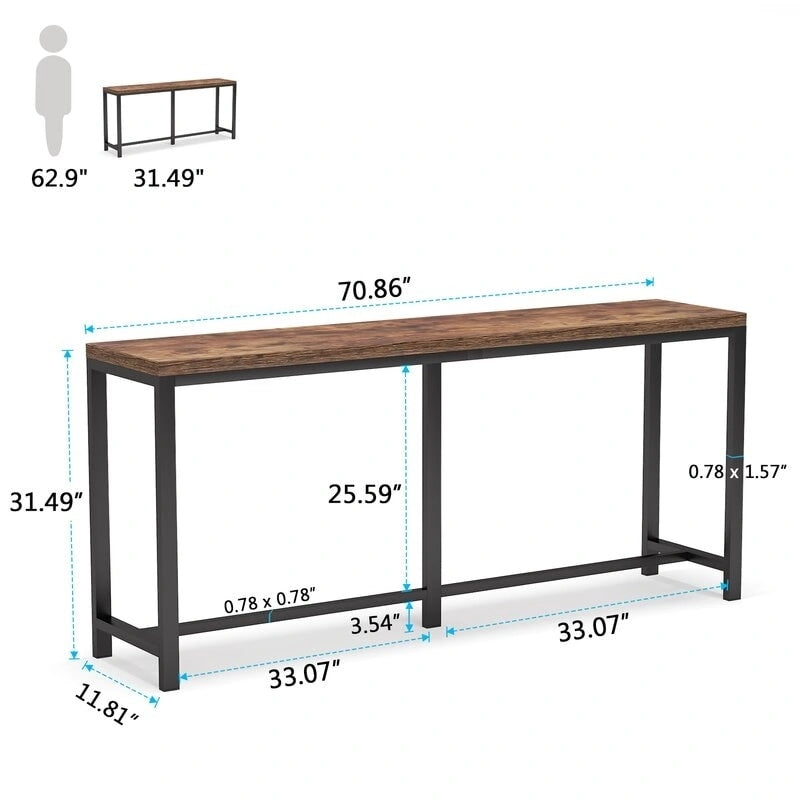 Table console extra longue, table console de 180 cm derrière un canapé, table d'entrée/table de bar