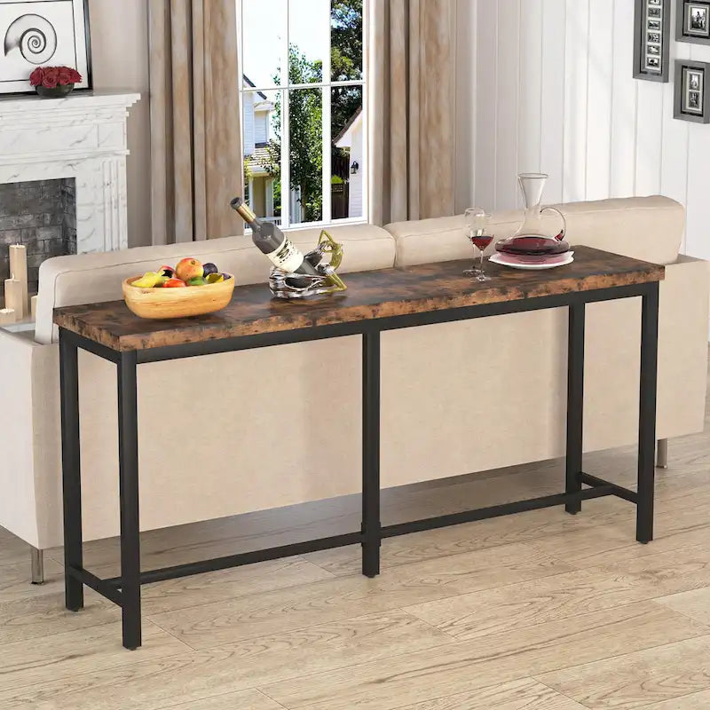 Table console extra longue, table console de 180 cm derrière un canapé, table d'entrée/table de bar