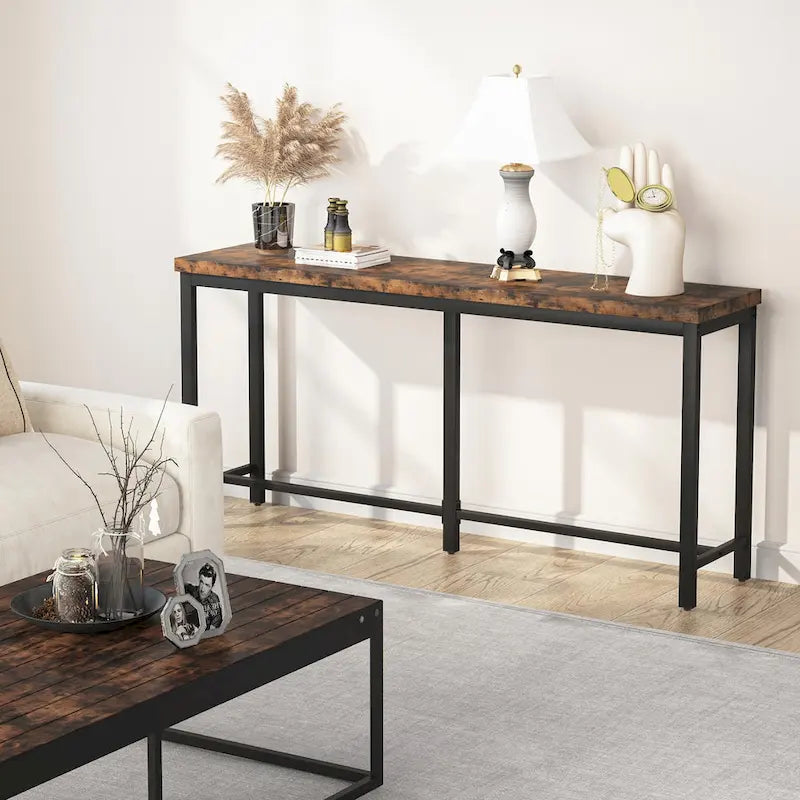 Table console extra longue, table console de 180 cm derrière un canapé, table d'entrée/table de bar