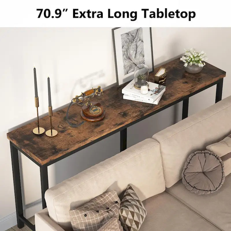 Table console extra longue, table console de 180 cm derrière un canapé, table d'entrée/table de bar