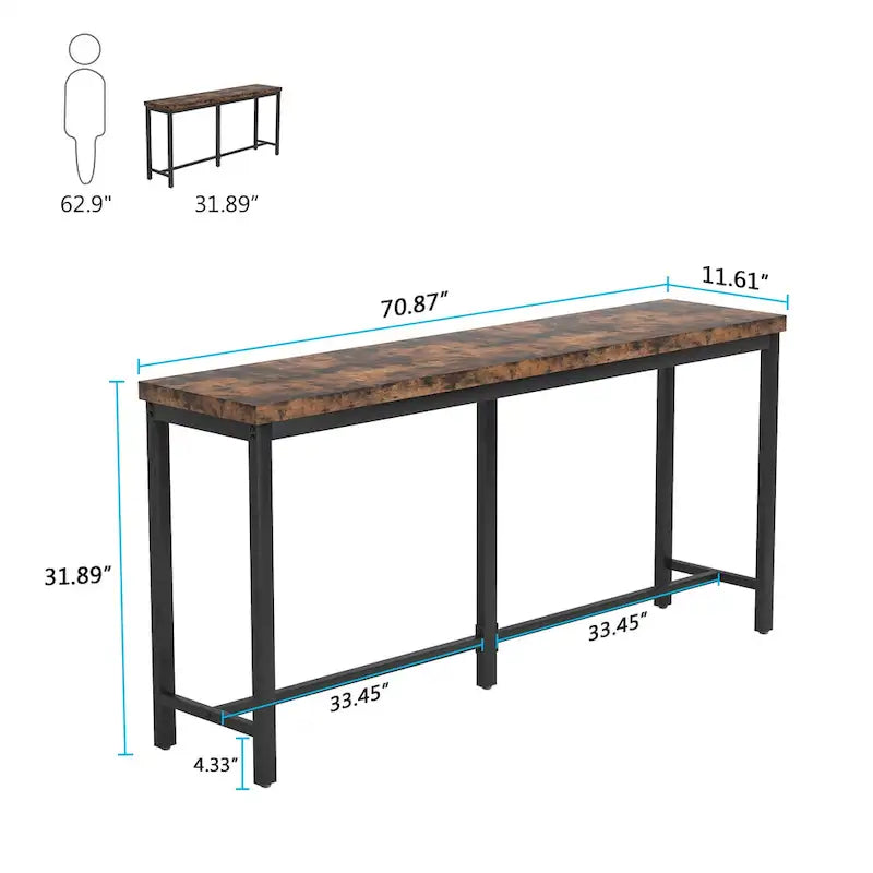 Table console extra longue, table console de 180 cm derrière un canapé, table d'entrée/table de bar