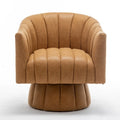 Fauteuil pivotant rond rembourré en cuir synthétique de style Mid-Century