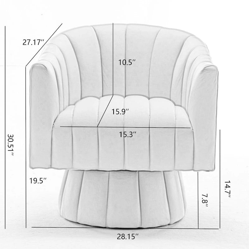 Fauteuil pivotant rond rembourré en cuir synthétique de style Mid-Century