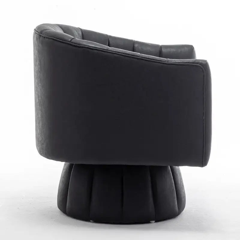 Fauteuil pivotant rond rembourré en cuir synthétique de style Mid-Century