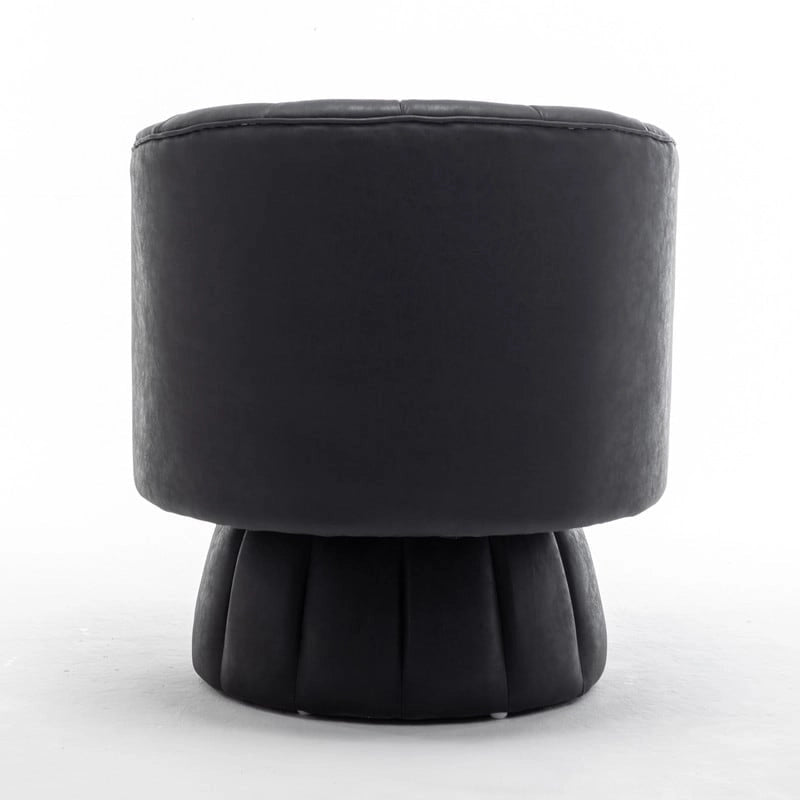 Fauteuil pivotant rond rembourré en cuir synthétique de style Mid-Century