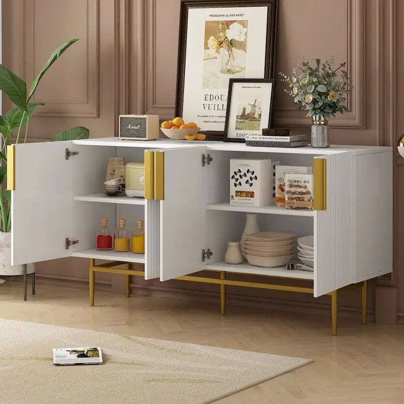 Buffet de rangement moderne à 4 portes pour salle à manger, salon, chambre, couloir
