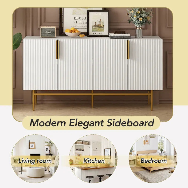 Buffet de rangement moderne à 4 portes pour salle à manger, salon, chambre, couloir