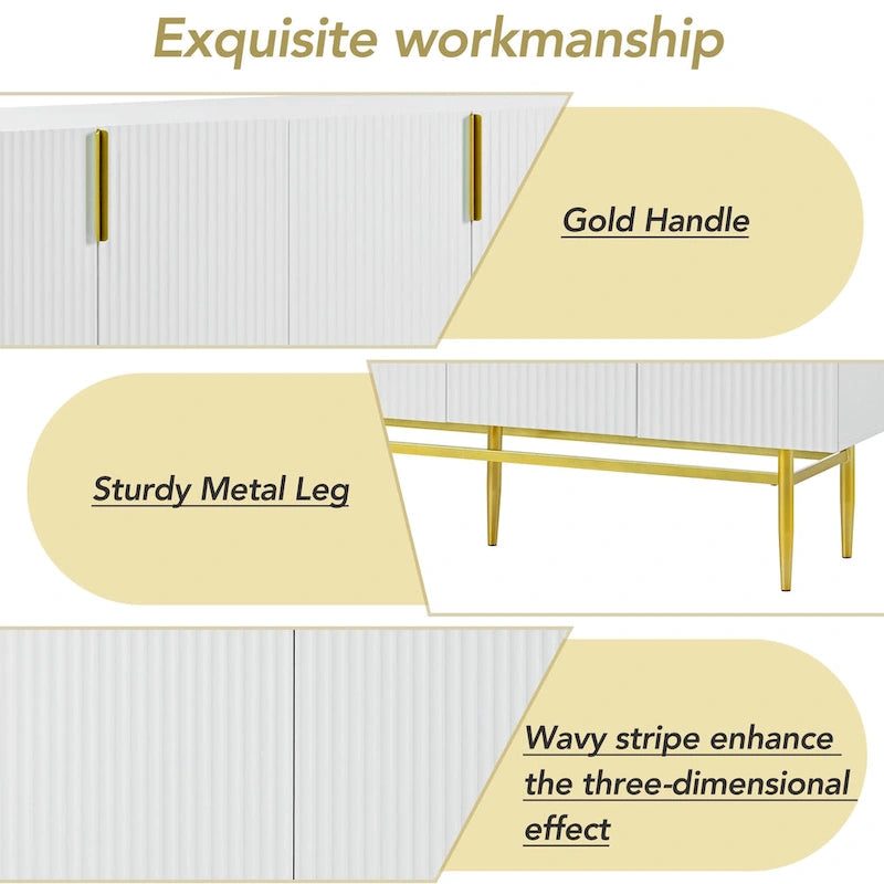 Buffet de rangement moderne à 4 portes pour salle à manger, salon, chambre, couloir